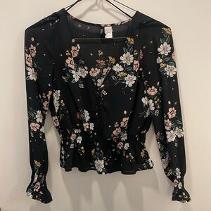 Black Floral Blouse